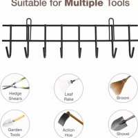 Set 4 organizatoare pentru unelte si scule de gradina, metal, negru, 40 x 12 cm, Vivo GH160